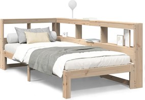 vidaXL Pat cu bibliotecă fără saltea, 75x190 cm, lemn masiv de pin
