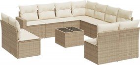 vidaXL Set canapele de grădină cu perne, 12 piese, bej, poliratan