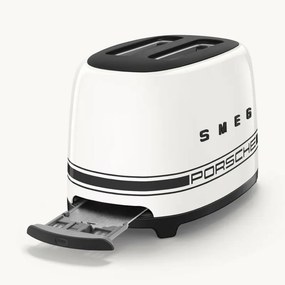 Prăjitor de pâine SMEG 50's Style Porsche TSF01PCWEU, 950 W, 2 felii, 6 niveluri, Tava pentru firimituri, Cablu integrat, Oțel inoxidabil, Alb