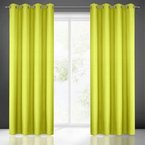 Draperii monocromă verde și galbenă distinctivă pe cercuri Lungime: 250 cm