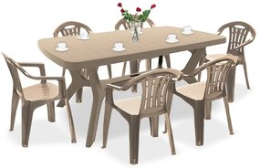 Set de mobilier de grădină Balorca 6+1 în culoarea cappuccino