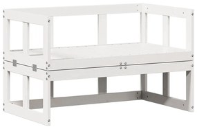 832611 vidaXL Canapea banchetă extensibilă de grădină, alb, lemn masiv de pin