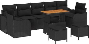 vidaXL Set de canapele pentru grădină cu pernă cu pernă 10 pcs Negru