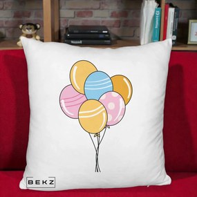 Perna Decorativa Baloane Petrecere, 40x40 cm, Alb Pufos, Husa Detasabila, Perna Inclusa, BEKZ®