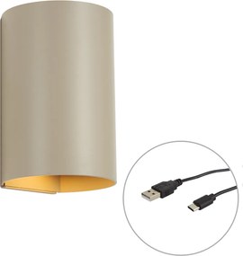 Lampă de perete modernă Taupe, cu LED, reglabilă în 3 trepte și reîncărcabilă - Sabbir
