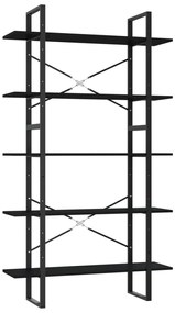 3081999 vidaXL Bibliotecă cu 5 rafturi, negru, 100x30x175 cm, lemn prelucrat