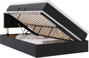 vidaXL Pat cu saltea și LED Negru 120 x 200 cm Piele artificială