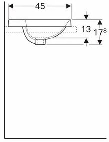 Lavoar incastrat Geberit Variform eliptic cu preaplin 60x45 cm