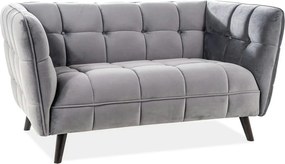 Canapea CASTELLO 2, gri - Bluvel 14, stofa catifelata/lemn, 145x85x78