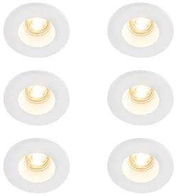 Set de 6 spoturi încastrate albe 13 cm rotunde - Gypsy Stucco