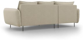 Coltar tapitat Vienna 5 locuri picioare negre – L255 x l170 x h95