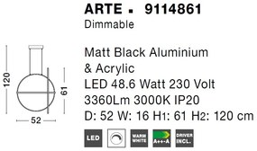 Lustra LED dimabila, design modern ARTE, negru