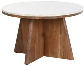 Masuta de cafea, din lemn de acacia si blat din marmura alba, Marbela