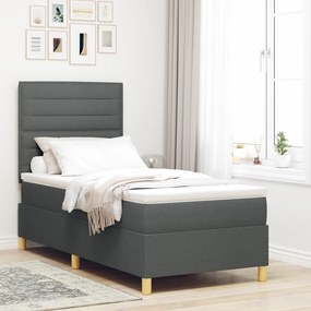 vidaXL Pat cu Cutie Saltea Gri Închis 80x200 cm din Țesătură