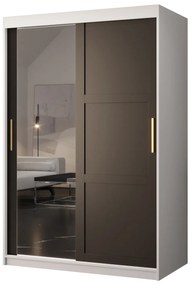 Dulap de haine Riven 2 120 (alb mat + negru mat) (cu oglindă). 1064170