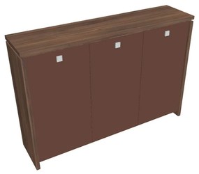 Dulap mediu pentru haine Verno 188 x 46 x 130 cm, uși de sticlă, nuc / maro