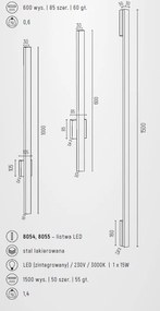 Aplica LED de perete desgin minimalist Asse alb H-150cm