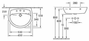 Lavoar suspendat, Villeroy&amp;Boch Amica 65x53cm, 71246501