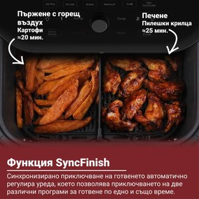 Friteuza cu aer cald Instant Pot Vortex Plus Versazone 140115101, 1700W, 8.5L, 2 zone de gatit independente, 35-205°C, 6 programe, Negru