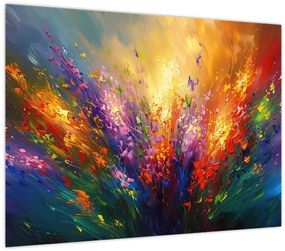 Tablou pe sticlă - Abstracție de flori (70x50 cm)