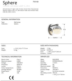 Aplica LED design modern Sphere crom SV-793168