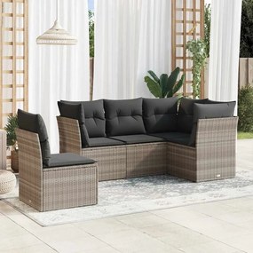 vidaXL Set canapele de grădină cu perne, 5 piese gri deschis poliratan