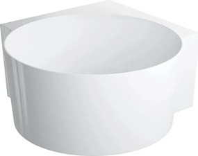 Cada pe colt asimetrica Omnires Ovo M+ compozit alb lucios 120x120 cm