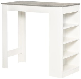 HOMCOM Masă de Bar Masă Înaltă Tip Bistró de Bucătărie cu Raft de 4 Nivele Stil Modern din Melamină pentru Dining Sufragerie 115x50x102,7 cm Alb și Gri | Aosom Romania