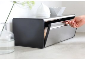 Cutie de pâine Brabantia Fall Front 107836, 18 l, 46.5x25 cm, Montat pe perete, Fără amprentă, Negru