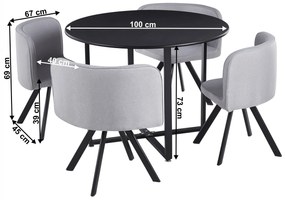 Set sufragerie 4+1 Babeth (negru + gri deschis). 1065325