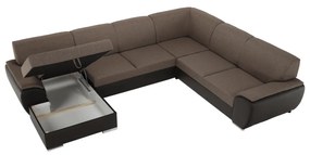 Colţar în formă de U, material textil maro/piele ecologică maro, stânga, EMILY U