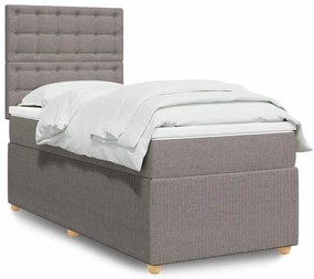 vidaXL Pat box spring cu saltea, gri taupe, 100x200 cm, textil