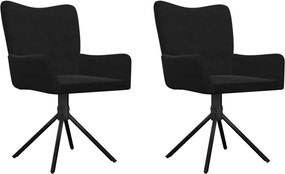 vidaXL Scaune de bucătărie pivotante, 2 buc., negru, catifea