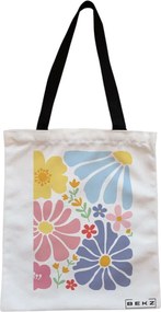 Sacosa de Panza pentru Cumparaturi, Geanta Tote, Boho Style 13, Cu fermoar, 38x34.5 cm, Alba, BEKZ®