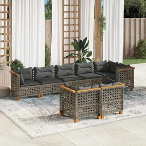 vidaXL Set canapele de grădină cu perne, 8 piese, gri, poliratan
