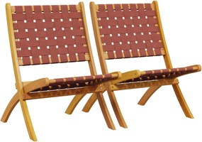 vidaXL Scaune de grădină pliante 2 buc. roșu lemn masiv acacia/textil