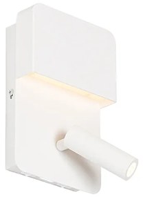 Aplică albă incluzând LED cu USB și lampă de citit cu întrerupător - Robin