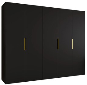 Dulap de haine 250 cm Mirabella 1 (Negru + Auriu). 1126376