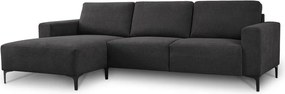 Colțar gri antracit cu tapițerie din chenille (cu colț pe partea stângă/cu șezlong) Fabian – Scandic