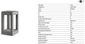 Stalp LED iluminat exterior IP65 PILO 2700K H-35cm gri