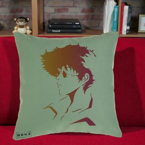 Perna Decorativa Cowboy Bebop Spike Silueta Gradient, 40x40 cm, Verde, Husa Detasabila, Perna Inclusa, BEKZ®