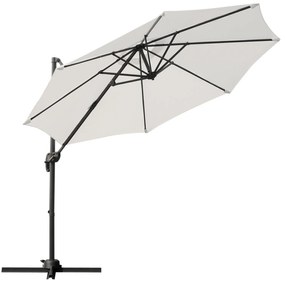 Outsunny Umbrela de Gradina Descentralizata, Unghi Reglabil 360 ° Rotativa in Poliester, Alb Crem, Φ294x248cm