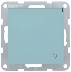 Priza simpla cu impamantare si capac, protectie copii, 16A, IP20, Turcoaz, Panasonic Karre Plus 55 Soft Touch
