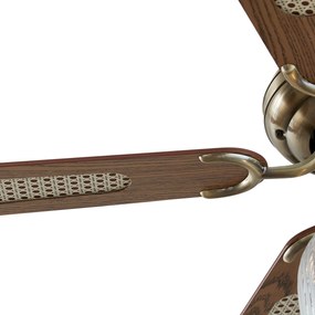 Ventilator de tavan din alamă cu lemn 107,5 cm cu comutator cu lanț - Mistral Karel