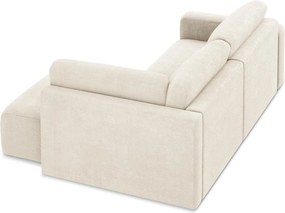 Colțar crem extensibil/cu spațiu de depozitare cu tapițerie din chenille (cu colț pe partea dreaptă/în formă de ”L”) Kona – Makamii