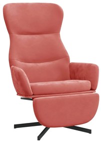 3097499 vidaXL Scaun de relaxare cu taburet, roz, catifea