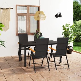 3060072 vidaXL Set mobilier de grădină, 5 piese, negru și maro