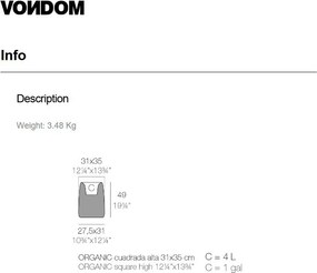 Ghiveci plante design decorativ exterior/interior Organic high square 31x34x47cm