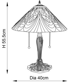 Endon 64163 - Lampă de masă Tiffany HECTOR, 2x E27/60W/230V, Ø 40 cm