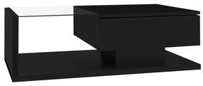 Măsuță de Cafea Modernă cu Raft din Sticlă și Efecte LED, 105x55x32,5 cm, Negru